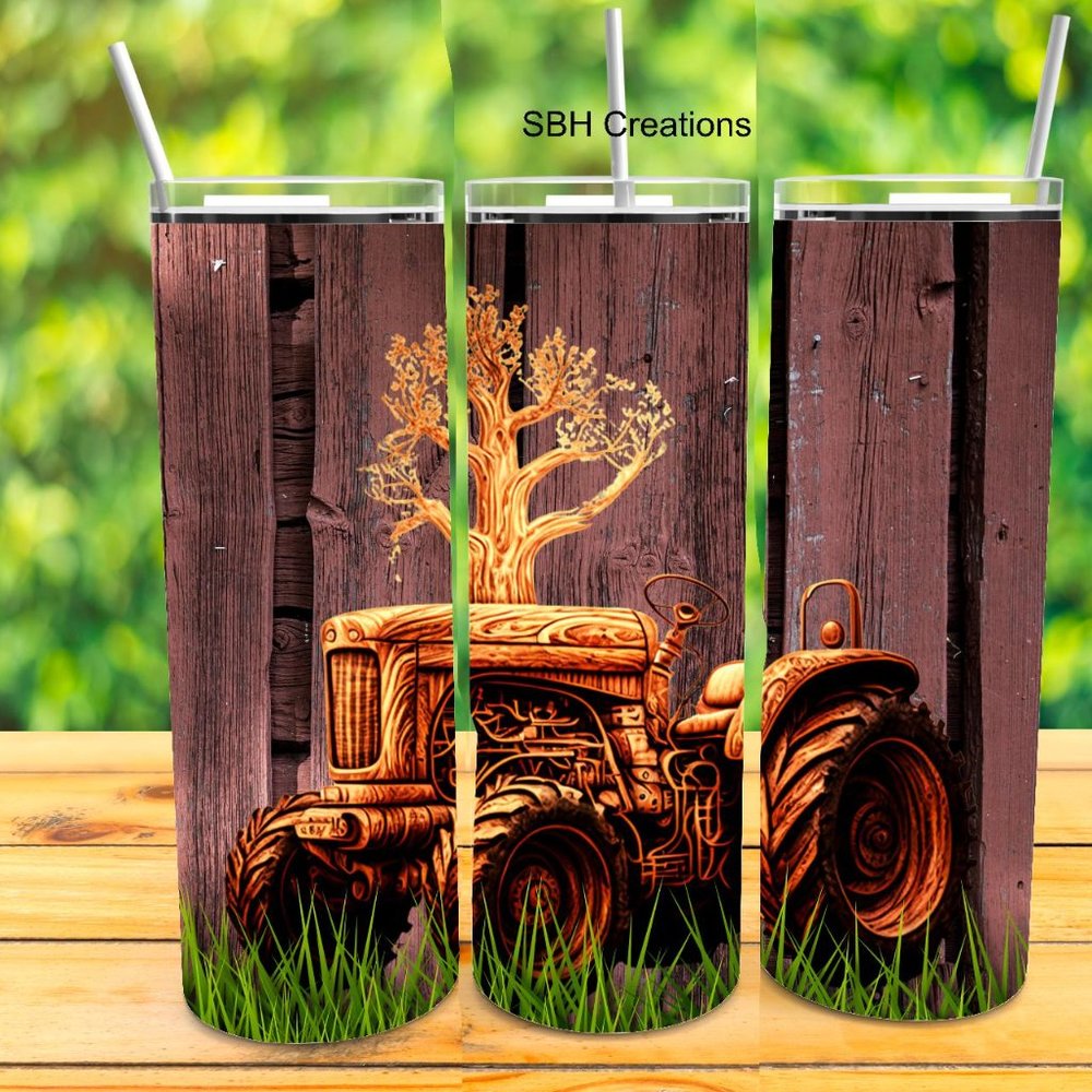 Antique Brown Tractor Tumbler